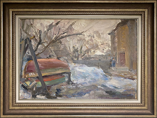 Картина "Городской пейзаж" А.Рябиков. 1960-е гг.