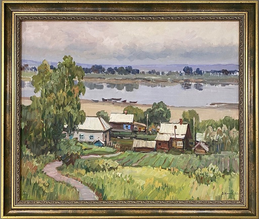 Картина "Деревня" В. И. Копаев, 2002 г.